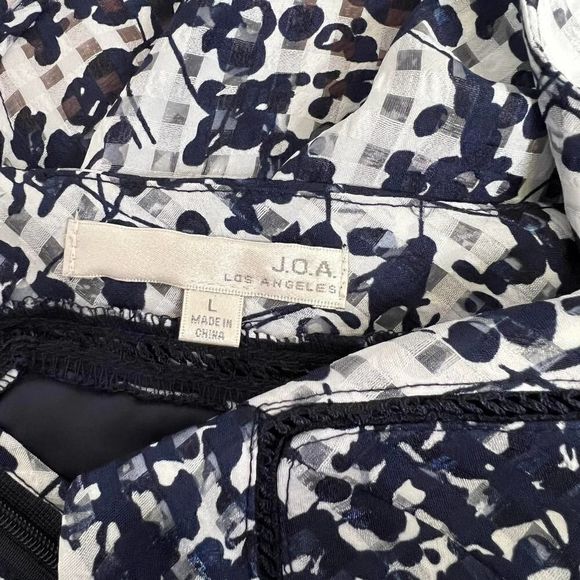 J.O.A. LA Dress Midi Floral White Navy Size L - Picture 9 of 14